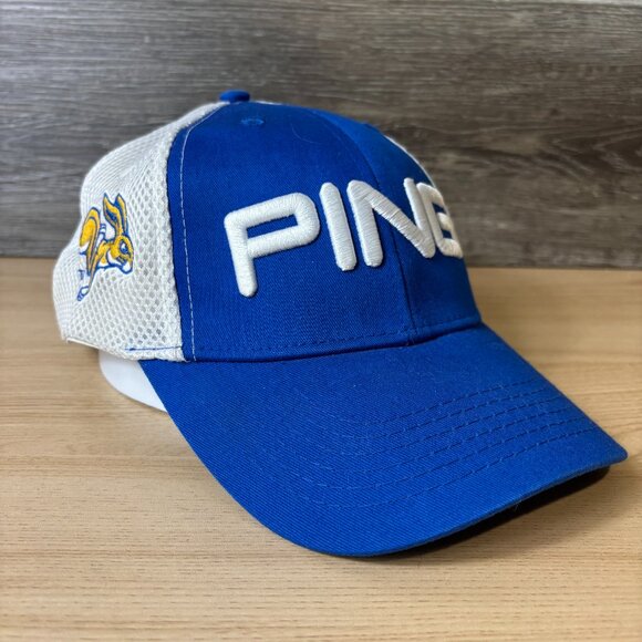 Ping Hat Fitted One Size Flexfit White Blue Golf South Dakota State Jackrabbits - Picture 1 of 11